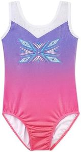 DAXIANG Kids Little Girls' One Piece Sparkly Gymnastics Leotard Practice Outfits Blue Pink 1-2T