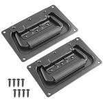 Bonsicoky 2Pcs Recessed Spring Loaded Speaker Handles, 5.1" x 3.15" Chest Cabinet Speaker Case Handles, Black