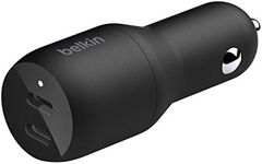 Belkin 36-Watt Dual-USB Car Charger - Power Delivery 2 18W USB-C Ports with PPS Charging Apple iPhone 14, 14 Pro, 14 Pro Max, iPhone 13, 13 Pro, 13 Pro Max Samsung Galaxy, AirPods - USB-C Charger