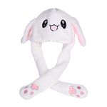 Rabbit Hat Plush Animal Ear Hat Moving Ears Pressing with Airbag Cap for Cosplay Plush Attractive Toys Birthday Gift Bunny Hat (white)