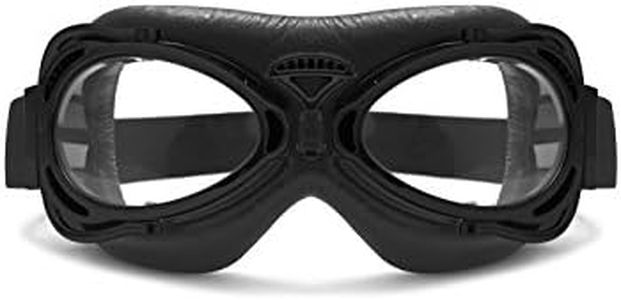 Bertoni Motorcycle Aviator Vintage Goggles Mat Black Compact Size Suitable for all Faces and Ladies AF77A Italy Helmets' Goggles