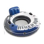 INTEX 58825EP River Run 1 Inflatable Floating Lounge: Comfortable Backrest – Built-in Cup Holders – Durable Grab Handles – All Around Grab Rope – 220lb Weight Capacity– Blue