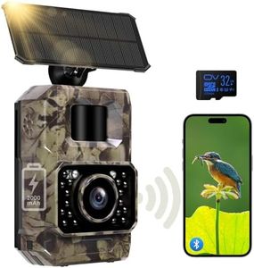 MAXDONE Wildlife Camera WiFi Bluetooth with APP, 48MP 30FPS Solar Trail Camera with Night Vision Activated Waterproof IP66, 0.1s Trigger Speed, Built-in Battery Rechargeable for Wildlife Monitoring