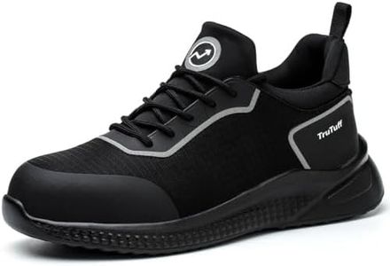 TruTuff Premium Safety Shoes, Steel Toe, Puncture Resistant, Sports & Work Shoes for Men & Women - UK9 Black