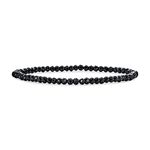 Mini Dainty Tiny Petite Seed Caviar Bead Stacking Round Faceted Genuine Natural Gemstone Black Spinel Ball Stackable Strand Stretch Bracelet For Women Teen Adjustable