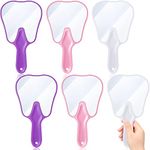 6 Pieces Tooth Shaped Handheld Mirrors with Handle Makeup Small Face Mirror Plastic Cute Hand Mirror for Dental Decor Women Men Girls and Kids Dentist Office Clinic Bathroom Barber and Salon Cosmetic