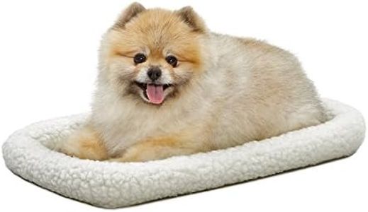 22L-Inch White Fleece Dog or Cat Bed w/Comfortable Bolster | Ideal for XS Dog Breeds & Fits a 22-Inch Crate | Easy Maintenance Machine Wash & Dry