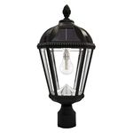 Gama Sonic Outdoor Solar Post Light, Black Aluminum, Royal Bulb, Beveled Glass, Single Lamp with 3" Fitter Mount for Lamp Post, Column Pier Base, Warm White LED, 98B012