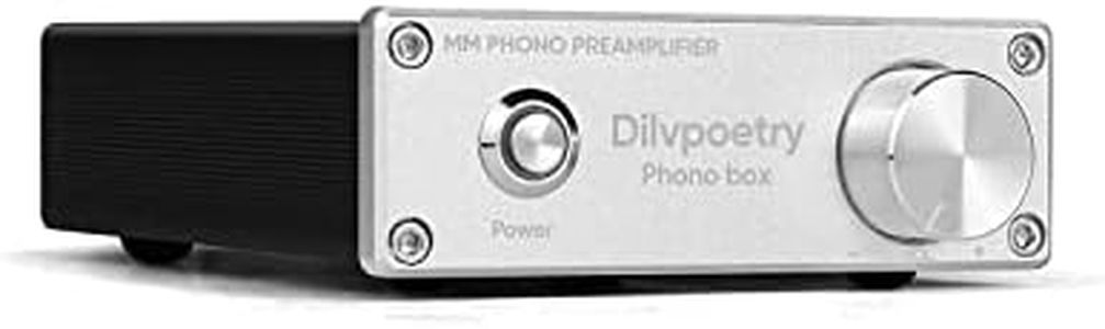 Dilvpoetry Phono Box Preamplificador mini para tocadiscos, fonógrafo, con entrada RCA, 12 V CC (plata)