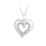 Carissima Gold Women's 9ct White Gold Diamond Double Heart Pendant on Chain Necklace of 46cm/18"