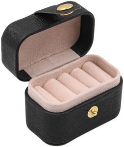 NUZAMAS 6.6x4x4.7cm Jewelry Ring Box Travel Jewelry Ring Case for Women Girls Portable Ring Storage Case Mini Ring Organizer Box for Travel Business Wedding Gift Black