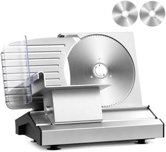 YOPOWER Electric Meat Slicer, 250W Food Slicer Machine, 8.6" Blade for Slicing Meat, Cheese, Vegetables, Fruit, Bread, Adjustable Thickness Control, Stainless Steel Blades, Easy-Wash Kitchen Cutter