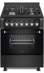HYE Cooker - Gas Cooker With 4 Gas Burners, 62L Electric Oven, 60cm Width, Modern Freestanding Design, Black, Ideal For Family Homes - C01FS60G17