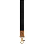 Wristlet Keychain Wrist Lanyard Strap Key Chain Holder Genuine Leather for Wallet Cell Phone ID Badge Camera Women Men (Black)