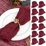 30 Pieces Gauze Cheesecloth Napkin 20 inches Gauze Napkin Vintage Boho Cheesecloth Napkin Bulk for Party, Wedding, Reception, Bridal Shower Table Decorations - Burgundy