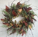 24 Inch Fall Front Door Wreath Burgundy Berry Wreath with Mixed Magnolia Maple Leaves Large Decor on Farmhouse Grapevine for Christmas Celebration Front Door Wall Window Home Decoration