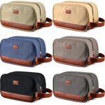 Paterr 6 Pcs Men's Toiletry Bags for Traveling Men's Shaving Bag for Toiletries Hanging Canvas and Leather Bathroom Bag Kit for Men Waterproof Toiletry Bag Men Travel Bag 10 x 5.5 x 5 inch, 6 colors