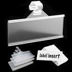 Label Holder 120 Count | Easy Clip Plastic Wire Shelf Labels | Strong Snap Lock Wire Shelving Shelf Lock Clips | Includes 120 Price Labels Ready for Print