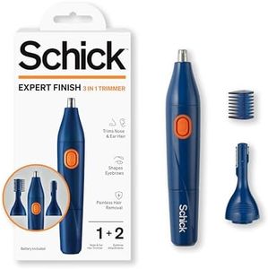 Schick Hair Trimmer, 3-in-1 Trimmer for Nose, Ear & Eyebrows, Painless Hair Removal, Cordless, Quick-Change Attachments, Waterproof, Expert Finish, Unisex Grooming