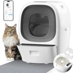 LALAHOME 80L Auto Refill Self-Cleaning Litter Box AI Electric Litter Tray Automatic for Multiple Cats, Rake Design ScoopFree, Safety Sensors, Anti-Leakage, Odor Control, 5G WiFi App