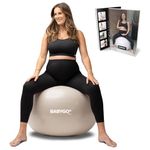 BABYGO® Birthing Ball For Pregnancy Maternity Labour & Yoga + Our 100 Page Pregnancy Book, Exercise, Birth & Recovery Plan, Anti-Burst Eco Friendly Material (Oatmeal, 65cm - Standard)