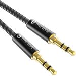 Syncwire 3.5 mm Male to Male Audio Jack Audio Cable [Gold Plated] Stereo Nylon for iPhone, Samsung, iPod, iPad, Car, Headset, Car Radio, Smartphones, MP3 etc. – 1 m Black