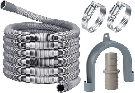 Waste Water Drain Outlet Hose Pipe kit for Washing Machine, Washer Dryer, Dishwasher (Includes 2.5m / 8 Ft Long Hose, 2 X Jubilee Clips, Hose Hook & Connector)