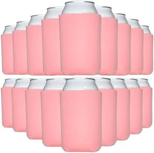 TahoeBay Blank Beer Can Cooler Sleeves (25-Pack) Bulk Sublimation Blanks for Vinyl Plain Soft Foam Can Sleeves Coolers for Soda Cans & Bottles Black, White, Assorted Solid Color (Strawberry Ice)
