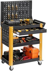 4-Tier Rolling Tool Cart with Wheels Work Cart with Drawer & Pegboardwith