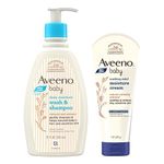 Aveeno Baby Daily Moisturising Bath for Delicate Skin (354ml) & Baby Soothing Relief Moisture Cream Fragrance Free 227g Combo