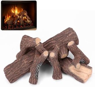Uniflasy Gas Logs for Fireplace, Fake Fireplace Logs Ceramic Large 6pcs