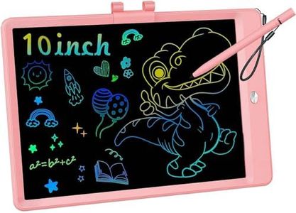 Toys for 3-8 Years Old Toddler Girl Boy, Kids Tablet 10 Inch Colorful Doodle Board, Electronic LCD Writing Tablet Drawing Pads, Easter Basket Stuffers for Kids, Travel Learning Preschool Toy Pink