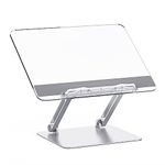 Book Stand for Reading, Aluminum and Acrylic Cookbook Textbook Desk Stand, Adjustable & Foldable Display Book Holder, Also Compatible with Laptops and Tablets