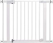 Safety 1st Auto-Close Pressure-Installed Metal Gate with Magnetic Latch - Fits 29-38" Wide, 28" Tall, Includes 2 Extension Panels and 4 Wall Cups, Great for Babies and Pets, White