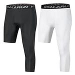 Koalarun One Leg Compression Pants for Basketball 3/4 Capri Athletic Leggings Sports Training Tights Base Layers for Men