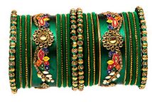 Swara Creations Silk thread Metal bangles/Kadas set with Meena & Zircon work for Women & Girls(26 Pieces)(151)