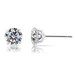 14k White Gold Solitaire Round Cubic Zirconia Stud Earrings with Gold butterfly Pushbacks, White Gold, Cubic Zirconia