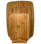 Chop It! Bamboo Chopping Boards Set, 3 Boards with Engraved Icons, Stand Storage, Sizes 40 x 30, 33 x 24, 27x19.5 cm - All 1.5cm Thick