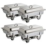 Olympia Milan 9 Litres Chafing Stainless Steel Set with Heat Insulating Lid - Twin Burners, Carry Handles - 4pc (635 x 317.5 x 102 mm)