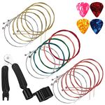 Guitar Strings Acoustic 6 Strings Set of 3,maxin Guitar Strings Pack Replacement Steel String for Acoustic Guitar with Guitar String Winder and Cutter, Bridge Pin Puller 3 in 1,Guitar Picks