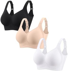 PoseFree Jelly Bras for Women No Underwire Comfort Supportive N+BLK+WTE 3XL