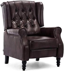 More4Homes ALTHORPE WING BACK FIRESIDE RECLINER FABRIC BONDED LEATHER OCCASIONAL ARMCHAIR SOFA CHAIR (Brown, Bonded Leather)
