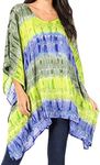 Sakkas 1745 - Adalwin Desert Sun Lightweight Circle Ponch Tunic Top Blouse W/Embroidery - Charcoal/Green - OS