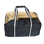 CACTIYE Canvas Log Tote Bag Carrier Indoor Fireplace Firewood Totes Large log carrier, firewood carry bag holder, arm load cloth firewood carrier (black)