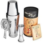 Boston Cocktail Shaker Set: Professional Weighted Bar Shaker with Hawthorne Strainer and Japanese Jigger - Perfect Home Bartender Kit for an Awesome Drink Mixing Experience - Exclusive Recipes Bonus