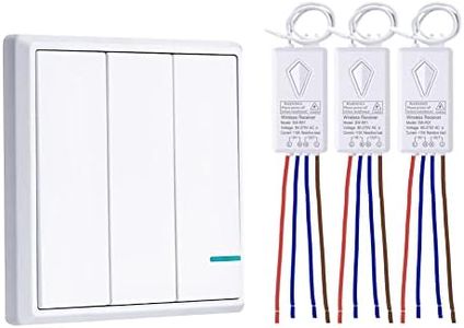 Wireless Light Switch, Thinkbee 3 Gang Wall Switch with Mini Receiver, Outdoor 1900ft Indoor 160ft Remote Control House Office Hotel Factory Ceiling Lamp LED, No Wiring, IP66 Waterproof