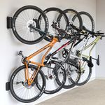 monTEK Swivel Bike Wall Mount – Space-Saving Vertical Bike Rack, Heavy-Duty Garage Bike Hanger, Sturdy Storage Hook Holds Up to 66lbs, Easy to Install, Grey, 4 Pack