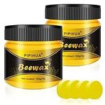 PIPIHUA Beeswax Furniture Polish, Wood Seasoning Beeswax for Furniture Waterproof & Repair Wood Wax for Floors Cabinets to Protect & Care, 2pcs Beeswax Polish with 4pcs Sponges