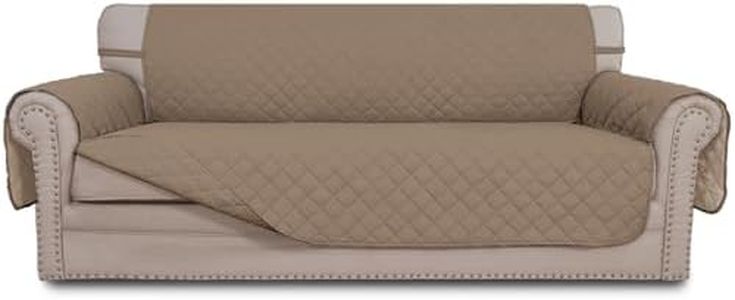 Easy-Going 4 Seater Sofa Slipcover Reversible Sofa Cover Water Resistant Couch Cover with Foam Sticks Elastic Straps Furniture Protector for Pets Children Dog Cat (XX-Large, Beige/Beige)