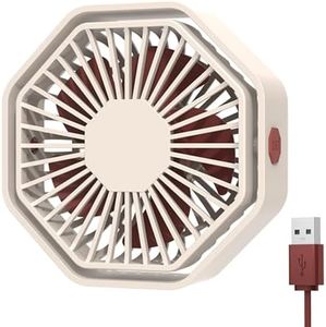 Bigqin Mini USB Fan Desk Fan 3 Speeds 360°Rotation Portable Table Fan Quiet Operation for Home Office Car Outdoor Use,USB Powered ONLY (No Battery),Milky